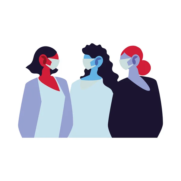 Młode kobiety stosujące maski twarzy — Wektor stockowy