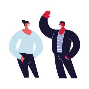 Maske takan genç bir çift.