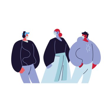 Gençler maske takıyor.