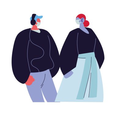 Maske takan genç bir çift.