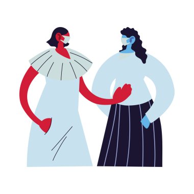 Yüz maskesi takan genç kadınlar