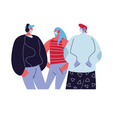 Gençler maske takıyor.