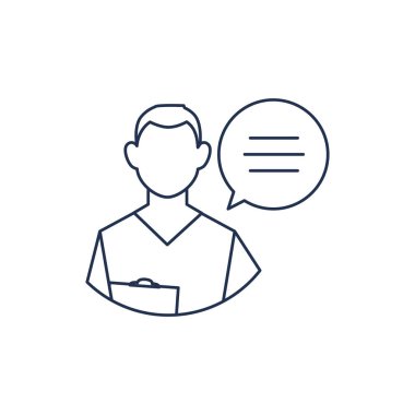 Konuşma baloncuklu adam doktor, tıbbi personel, satır tarzı simge