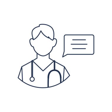 Konuşma baloncuklu adam doktor, tıbbi personel, satır tarzı simge