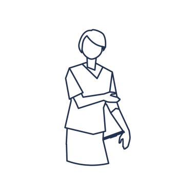 Adam doktor ayakta, sağlık personeli, satır biçimi simgesi