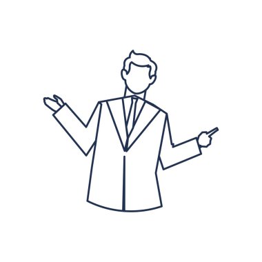 Adam doktor ayakta, sağlık personeli, satır biçimi simgesi