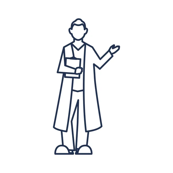 Hombre médico de pie, personal médico, icono de estilo de línea — Vector de stock