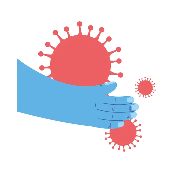Vård i händerna på coronavirus — Stock vektor
