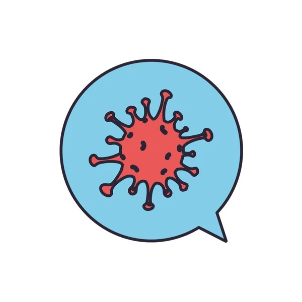 Речевой пузырь с коронавирусом, строка и иконка стиля заливки — стоковый вектор
