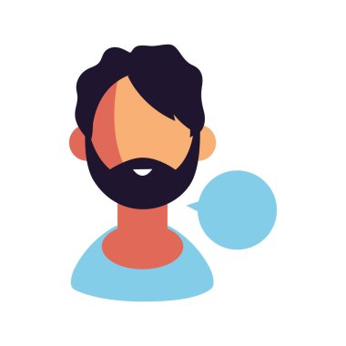 Beyaz arkaplanda konuşma balonu olan adam