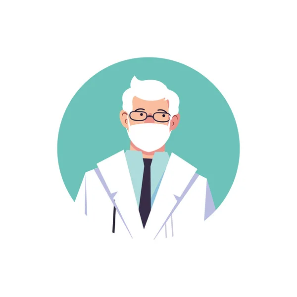 Homem médico, equipe médica em fundo branco — Vetor de Stock