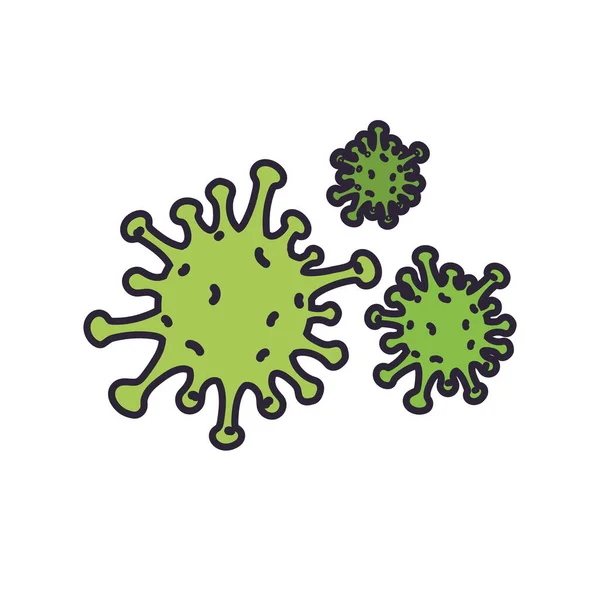 Virión de coronavirus, línea y relleno icono de estilo — Vector de stock