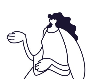 Ayakta duran genç kadın, satır biçimi simgesi