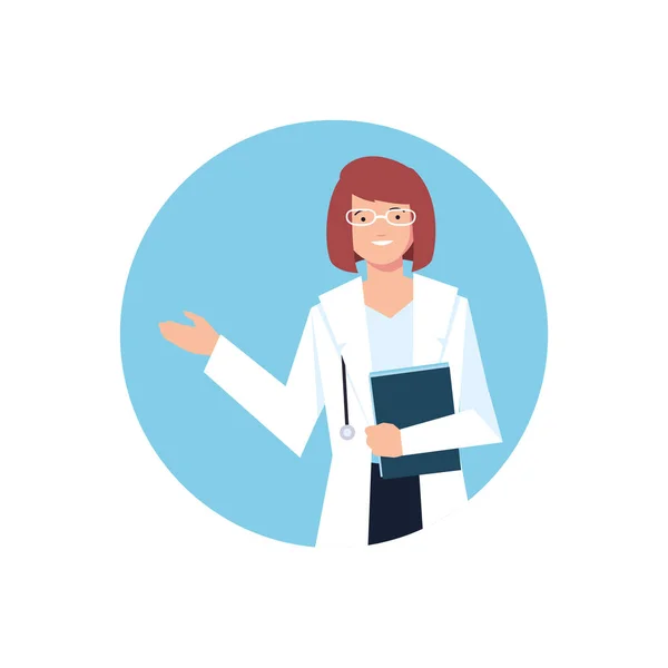 Doctora, personal médico sobre fondo blanco — Vector de stock