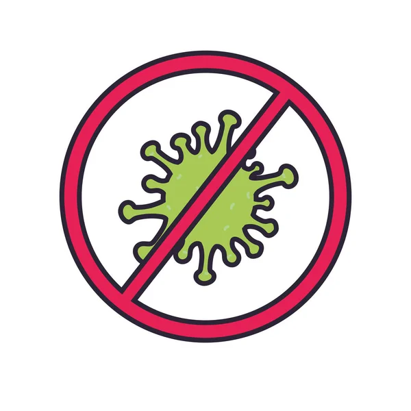 Σημάδι μόλυνση απαγόρευση από coronavirus, γραμμή και συμπληρώστε το στυλ εικονίδιο — Διανυσματικό Αρχείο