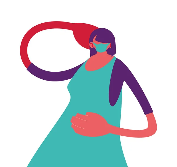 Žena s lékařskou maskou pohybující se na bílém pozadí — Stockový vektor