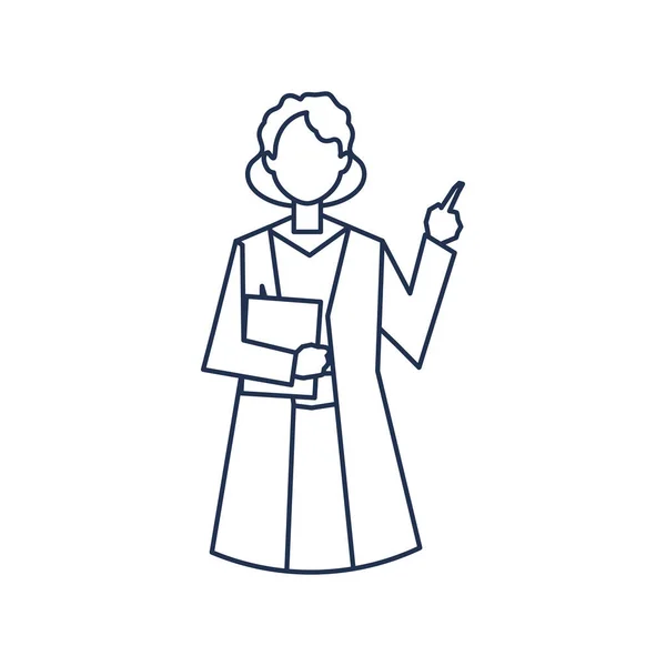 Женщина врач стоя, медицинский персонал, икона стиль линии — стоковый вектор