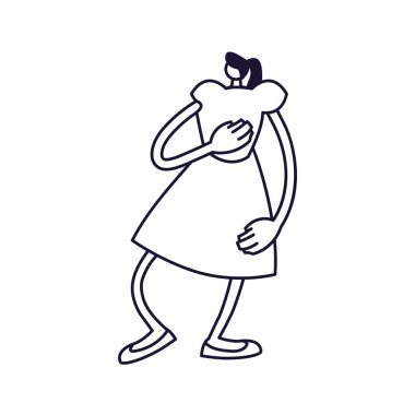 Ayakta duran genç kadın, satır biçimi simgesi