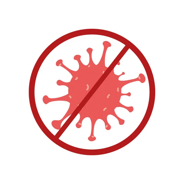 Знак запрета инфекции коронавирусом на белом фоне — стоковый вектор