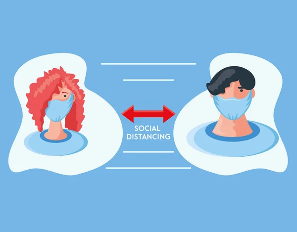 Infografik mit Menschen soziale Distanz, bleiben Sie sicher, indem Sie Abstand zu Menschen in öffentlichen Bereichen halten — Stockvektor