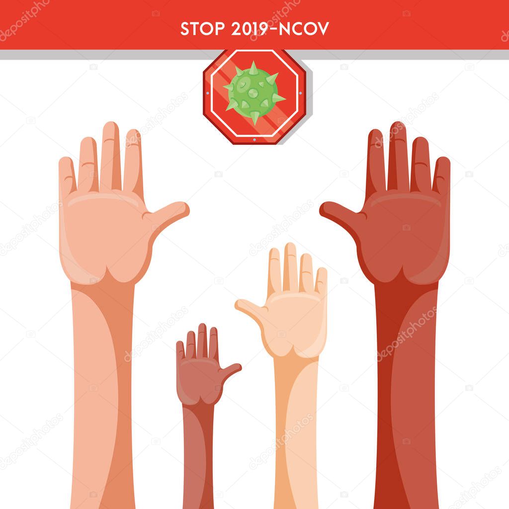 human hands fighting together against coronavirus
