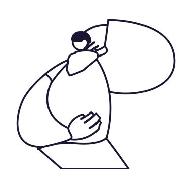 Genç adam ayakta, satır biçimi simgesi