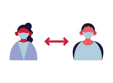 İnsanlar sosyal mesafeyi beyaz arka planda tutarlar