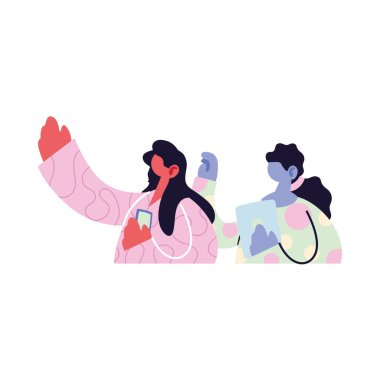 Kadınlar günün konuları hakkında konuşuyorlar.