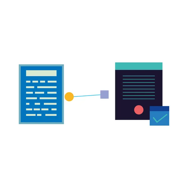 Compartir información laboral a través de redes — Vector de stock