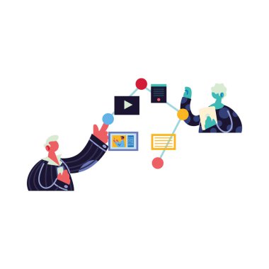 çevrimiçi çalışan ve öğrenen erkekler.