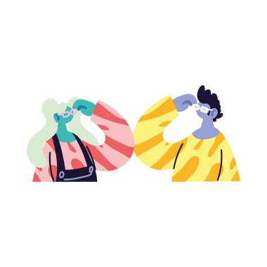 Çift günün konularını konuşuyor.