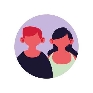 Dairesel çerçevede yüzü olmayan bir çiftin portresi