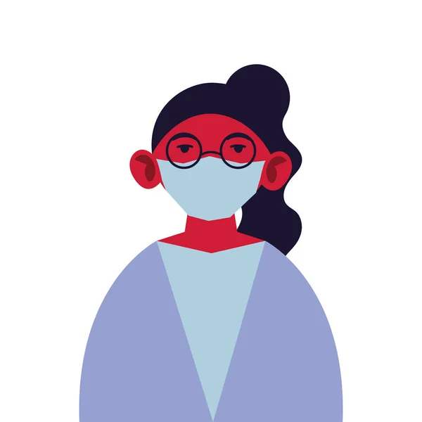 Porträt einer Frau mit medizinischer Maske auf weißem Hintergrund — Stockvektor