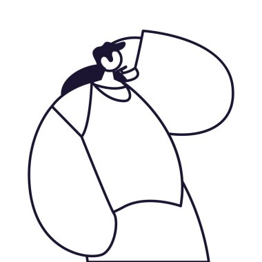 Genç adam ayakta, satır biçimi simgesi