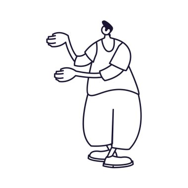 Genç adam ayakta, satır biçimi simgesi