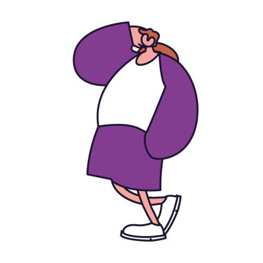 Genç adam ayakta, çizgi ve dolgu stili simgesi