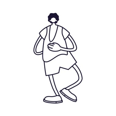 Genç adam ayakta, satır biçimi simgesi