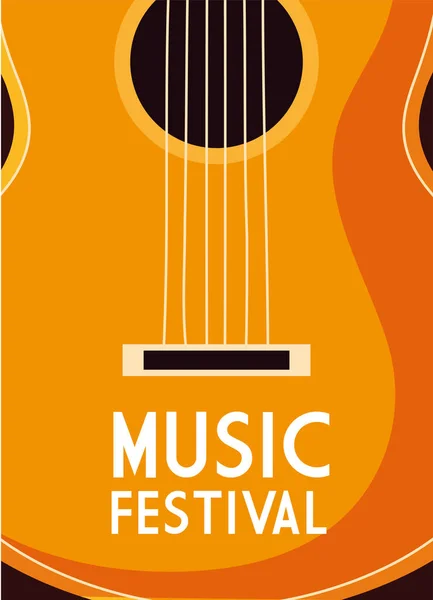 Cartel del festival de música con instrumento musical — Archivo Imágenes Vectoriales