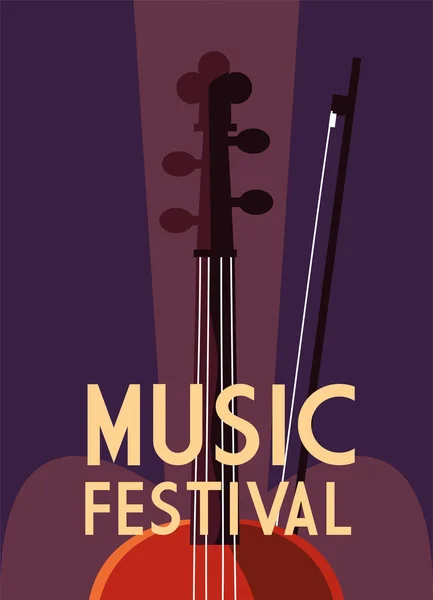 Affiche festival de musique avec instrument de musique — Image vectorielle