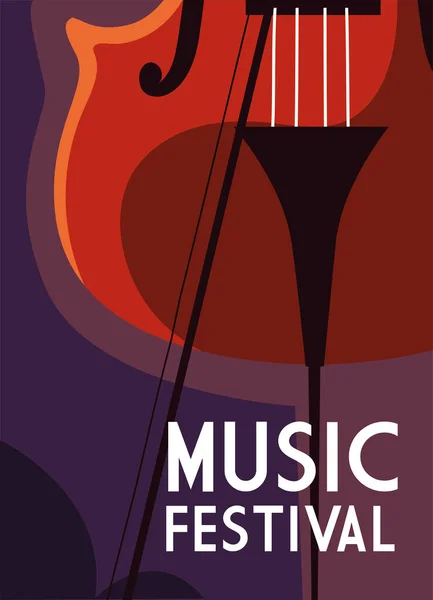 Cartel del festival de música con instrumento musical — Archivo Imágenes Vectoriales