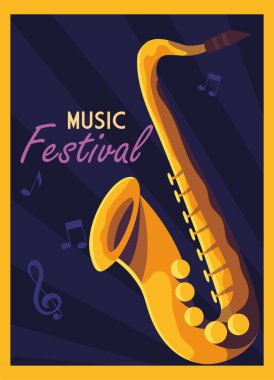 müzik enstrümanlı poster müzik festivali