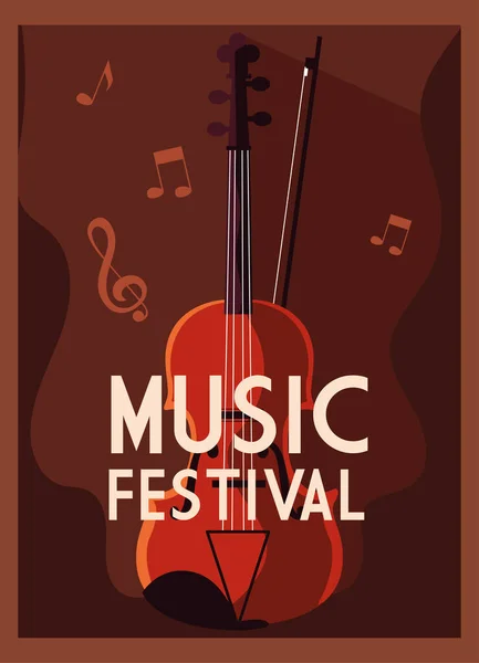 Cartel del festival de música con instrumento musical — Archivo Imágenes Vectoriales