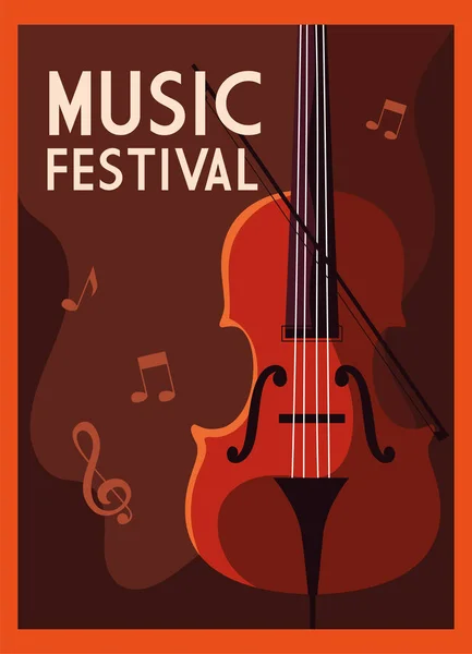 Affiche festival de musique avec instrument de musique — Image vectorielle