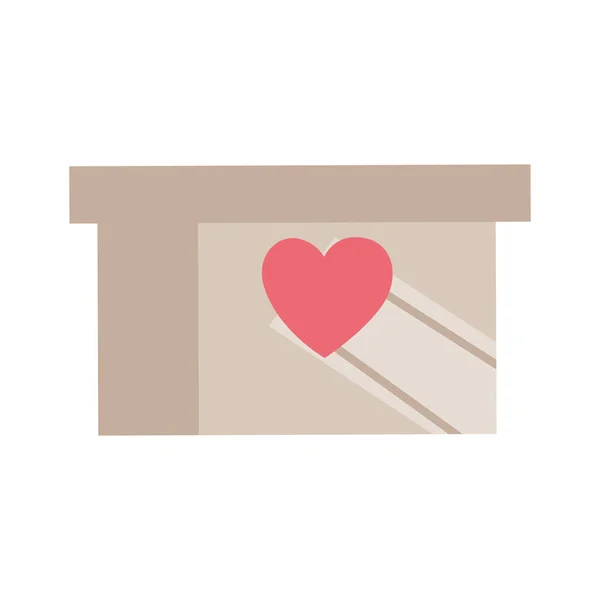 İçinde kalp olan karton kutu, bağış ve hayırseverliğin sembolü. — Stok Vektör