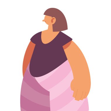 Beyaz arka plan üzerinde duran genç kadın