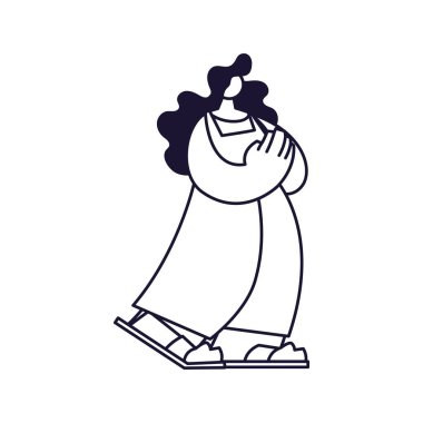 Ayakta duran genç kadın, satır biçimi simgesi