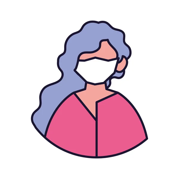 白地に医療マスクをした女性の肖像画 — ストックベクタ