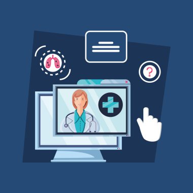 Çevrimiçi tıbbi destekli bilgisayar ekranı