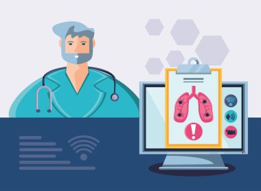 Çevrimiçi tıbbi destekli bilgisayar ekranı