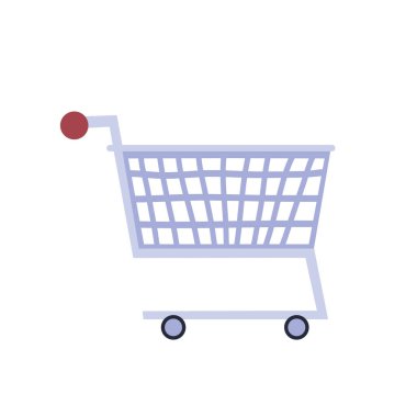 Beyaz arka planda alışveriş arabası